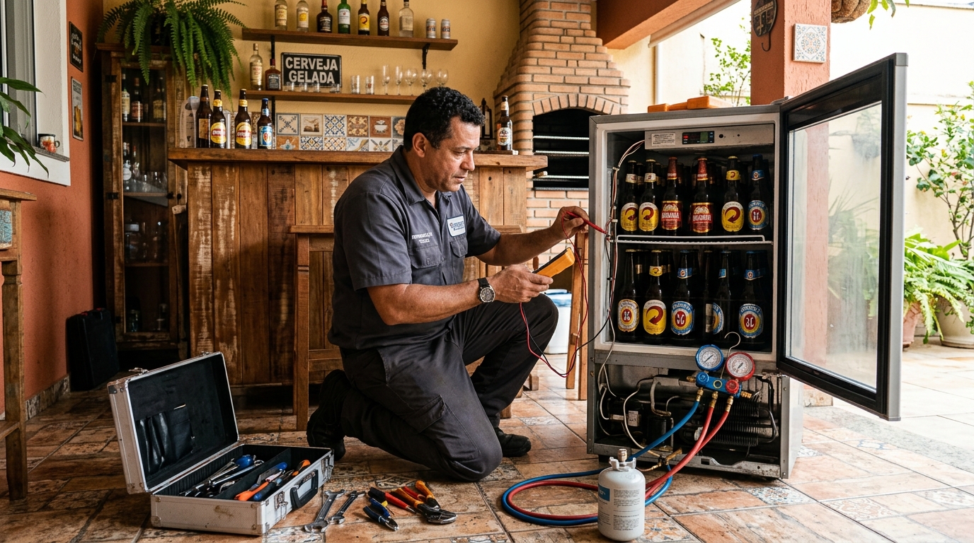 Recarga de gás refrigerante em cervejeira em atendimento em Goiânia‑GO